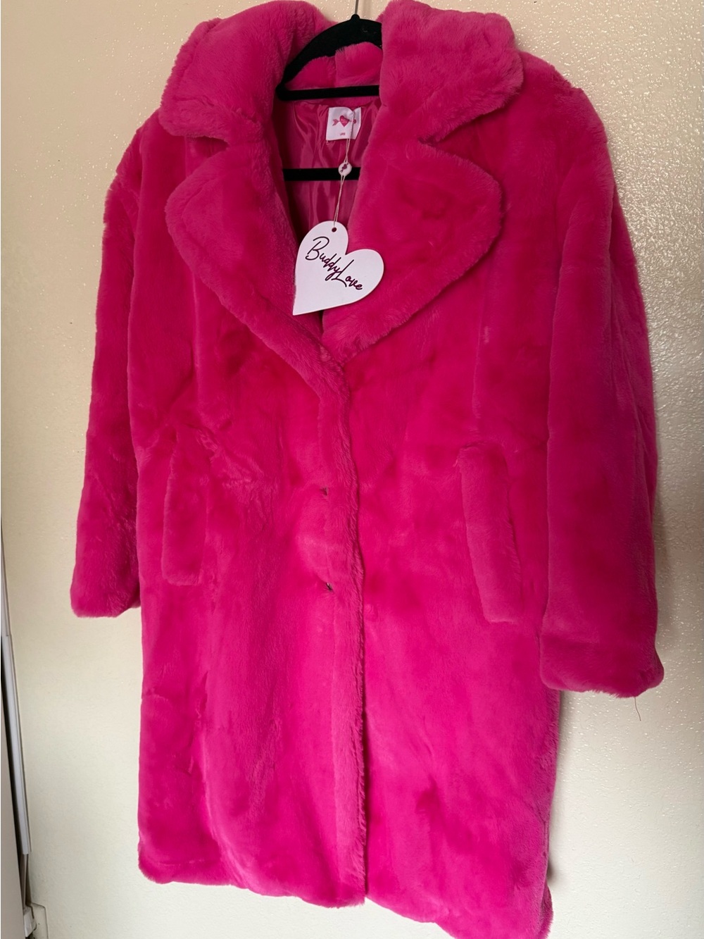 Buddy Love Women's Hot Pink Faux Fur Coat